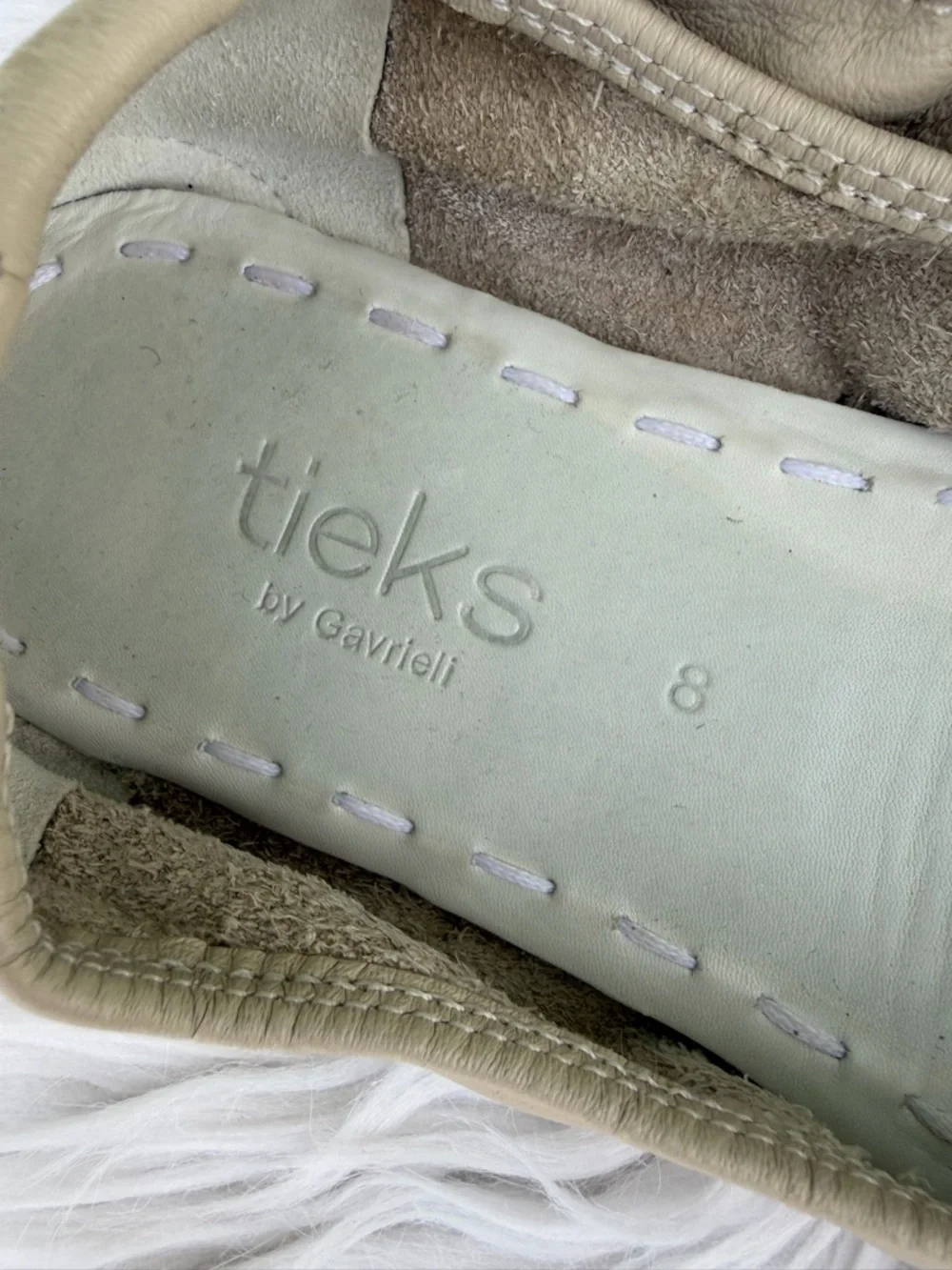 Tieks Ballet Flats Womens Size 8 Beige Nude Teal Heel Stripe Foldable